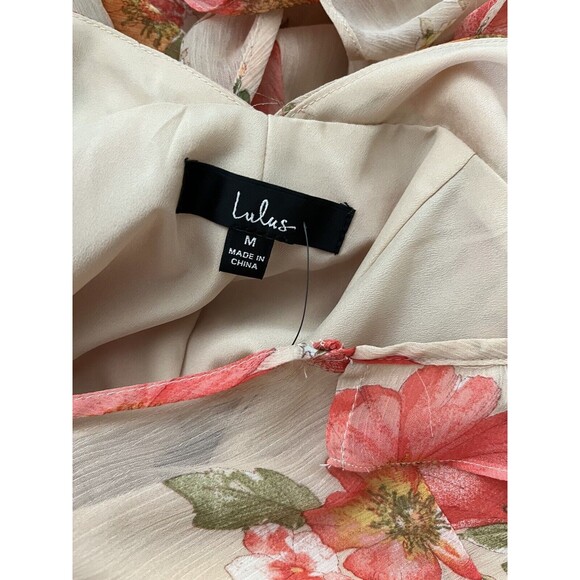 Lulus Women’s Wrap Long Dress Size  M Floral ruffled adjustable straps V Neck - Picture 11 of 12